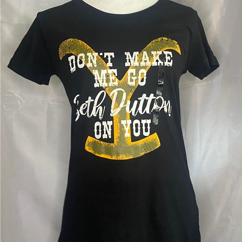 Black Graphic Tee with Yellow Print